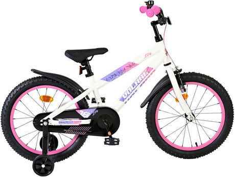 Volare Lily Kinderfahrrad – Mädchen – 18 Zoll – Weiß Rosa Lila