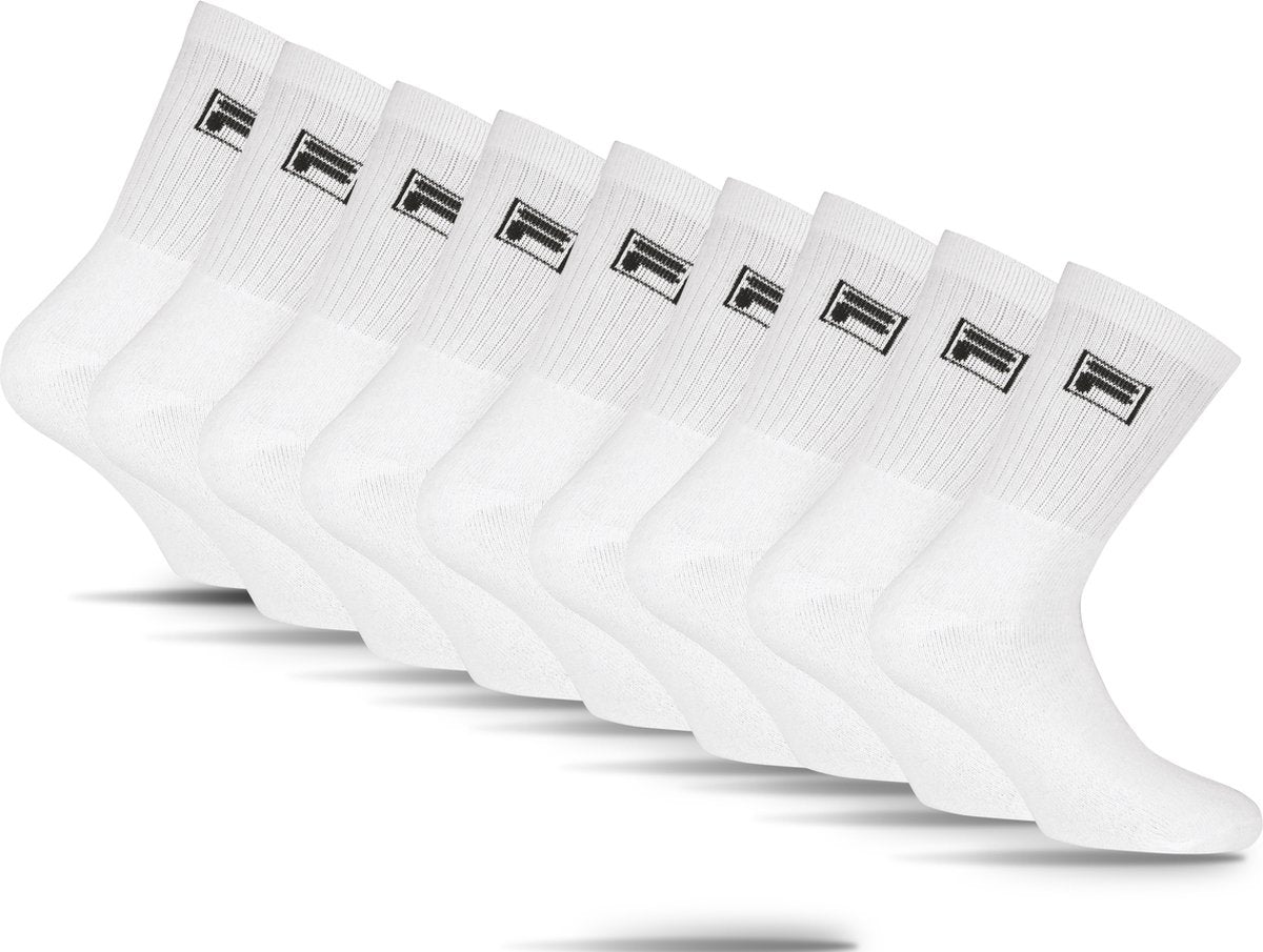 Fila Tennis-Sportsocken kleines Logo – Größe 43 46 – 9er-Pack – weiß