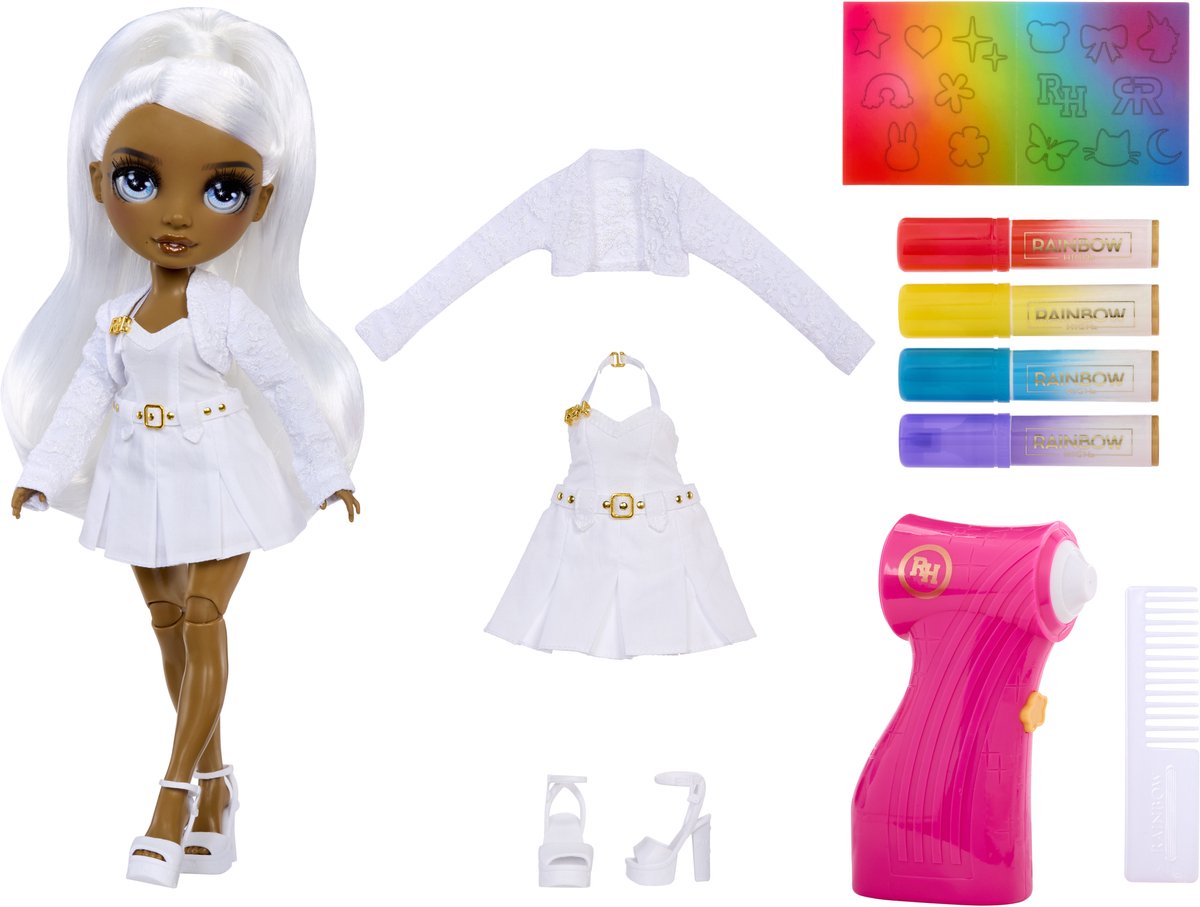 Regenbogenhohe Airbrush-Puppe mit grauen Augen