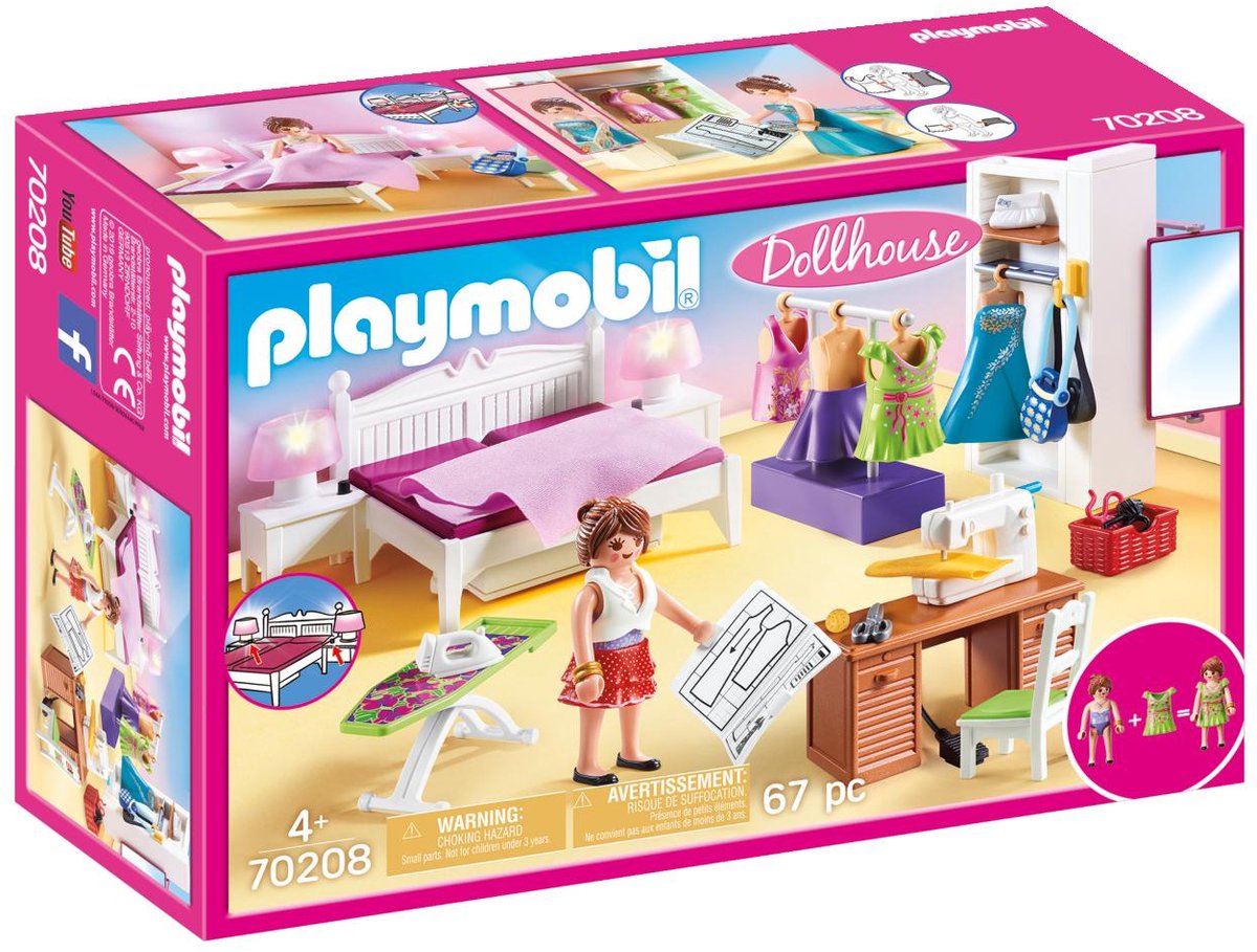 Playmobilpollhouse Schlafzimmer mit Modedesign Hoek 70208