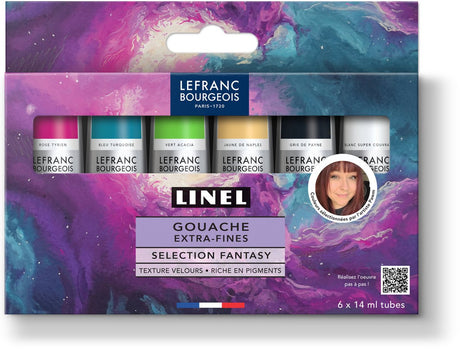 Lefranc Bourgeois 302055 Linel extrafeines Gouache-Set „Fantasy“ 6×14 ml | professionelle Gouachefarbe