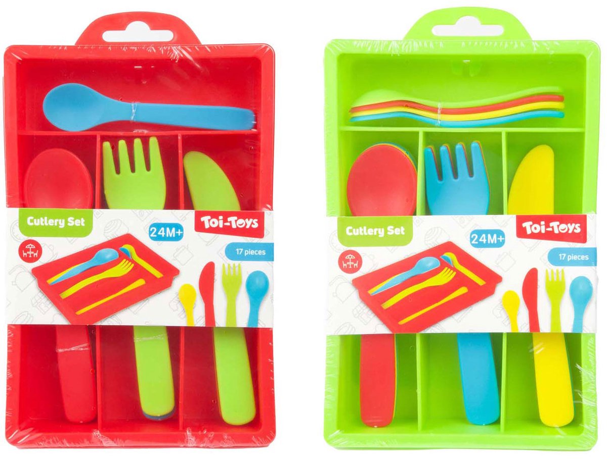 Toi-toys Home Food Besteckset mit Tablett, 16-teilig.