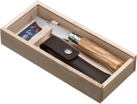 Opinel Nr.08 Taschenmesser – Edelstahl – Olivenholz – Holzbox