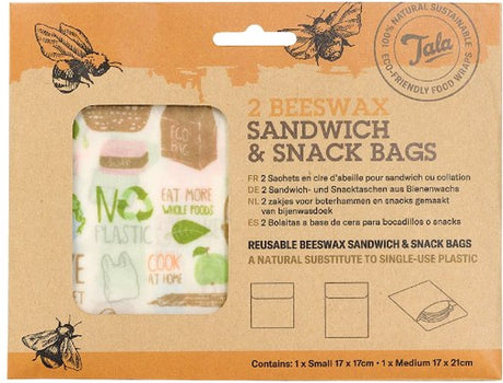 Tala – Sandwich-Snackbeutel – 2er-Set – Zero Waste – wiederverwendbar – Bienenwachs