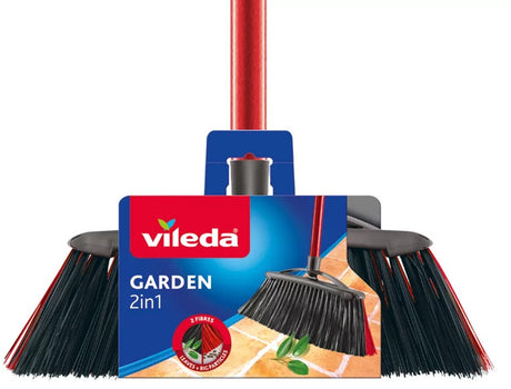 Vileda Bürste Outdoor Besen 2in1 Garten + Stiel