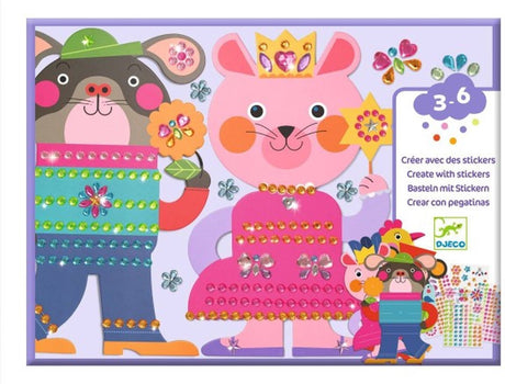 Djeco Aufkleber-Bastelpaket glitzert Tiere – Kreativset.