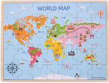 Bigjigs Holz-Weltkartenpuzzle, 35 Teile.