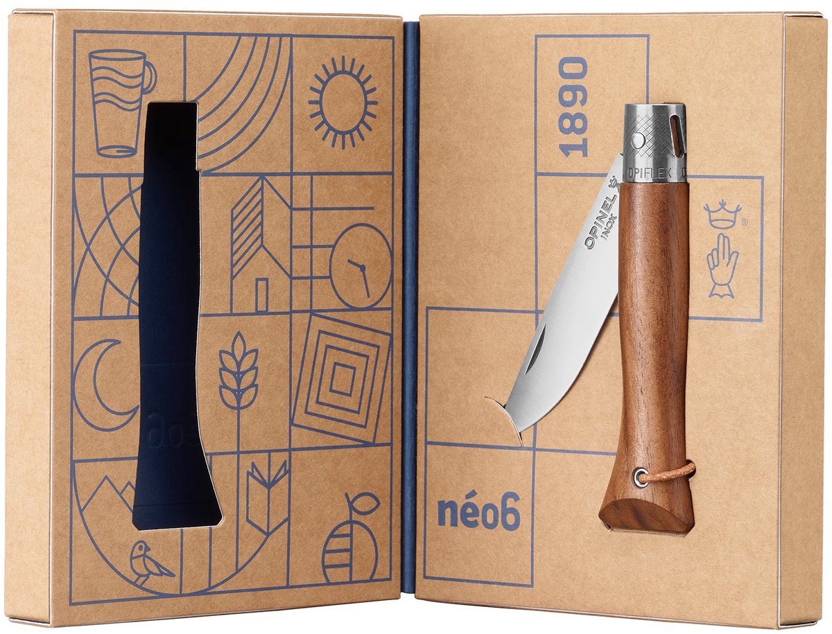 Opinel Néo6 Taschenmesser – Schwarznuss – Edelstahlholz – Opiflex
