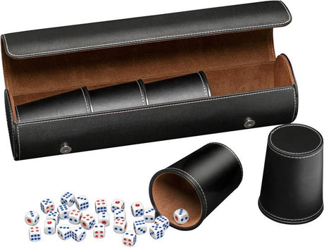 Philos Würfelbecher Kunstleder schwarz (Set 5 Stück)