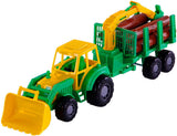Cavallino Junior Traktor mit Krananhänger und Holz, 46 cm