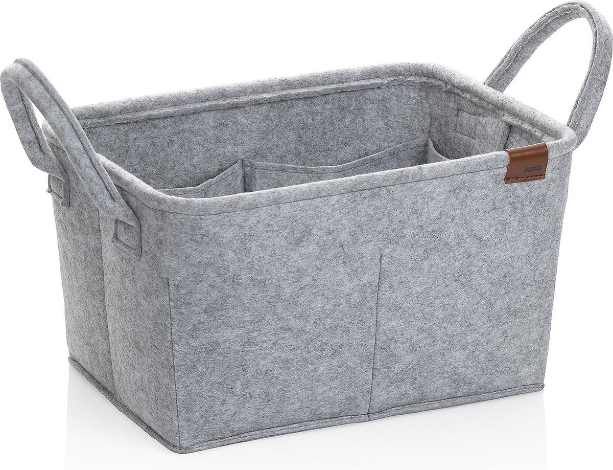 Kela Badezimmer - Fay-Korb mit 8 Innentaschen 35x25x20 cm - Filz - Grau