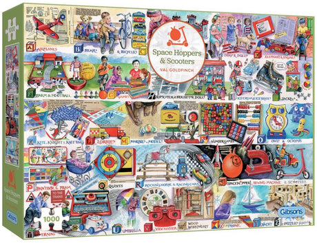 Gibsons – Space Hoppers Scooters (von Val Goldfinch) – 1000 Teile 68 × 49 cm (B × H) – Puzzles für Erwachsene
