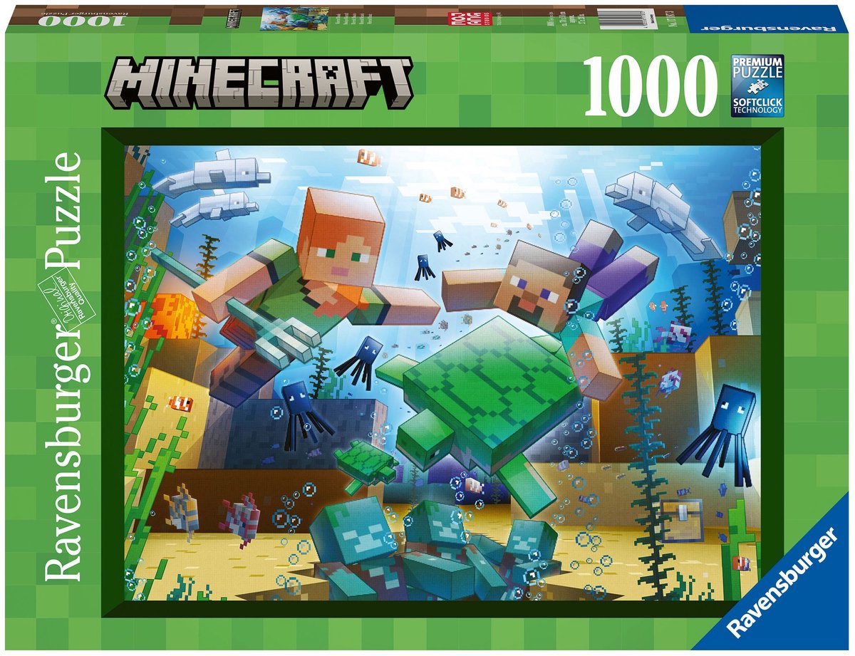 Ravensburger Puzzle Minecraft Mosaik 1000 Teile aus Pappe.