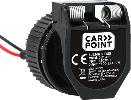 Carpoint inbouwcontactdoos usb-a + usb-c - 12 24v - 5 volt 2.4 ampère - opladen van maximaal twee apparaten -stofkap ter bescherming van de usb poorten