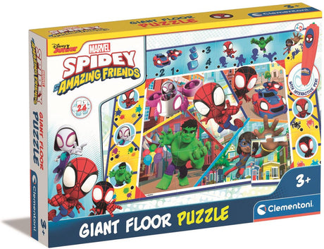 Clementoni – Marvel Spidey and Friends Bodenpuzzle – mit interaktivem Stift – 24 Teile – 70 cm x 100 cm – ab 3 Jahren