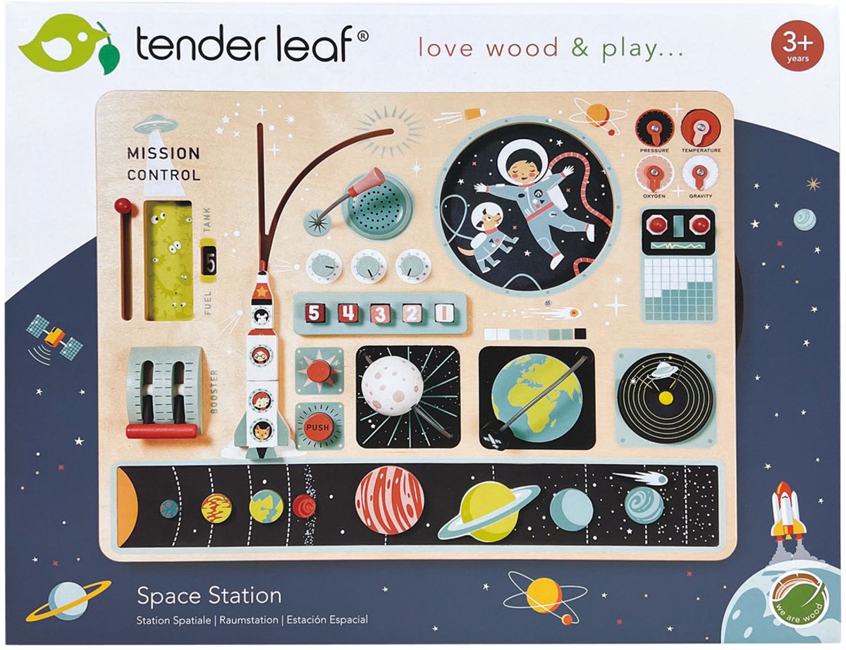 Tender Leaf Raumstation Holzspielzeugplattform Astronauten.