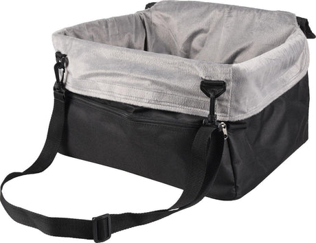 Flamingo Autositz Hund – Autositz ula schwarz – 41x36x25cm – Plüsch-Reisesitz mit verstärktem Rahmen – sicher und bequem für kleine Hunde