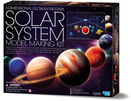 4 m im Dunkeln leuchtendes 3D – Bauen und bemalen Sie Ihr Sonnensystem-Mobil – Wissenschaft und Spiele – Modellbau – 8+