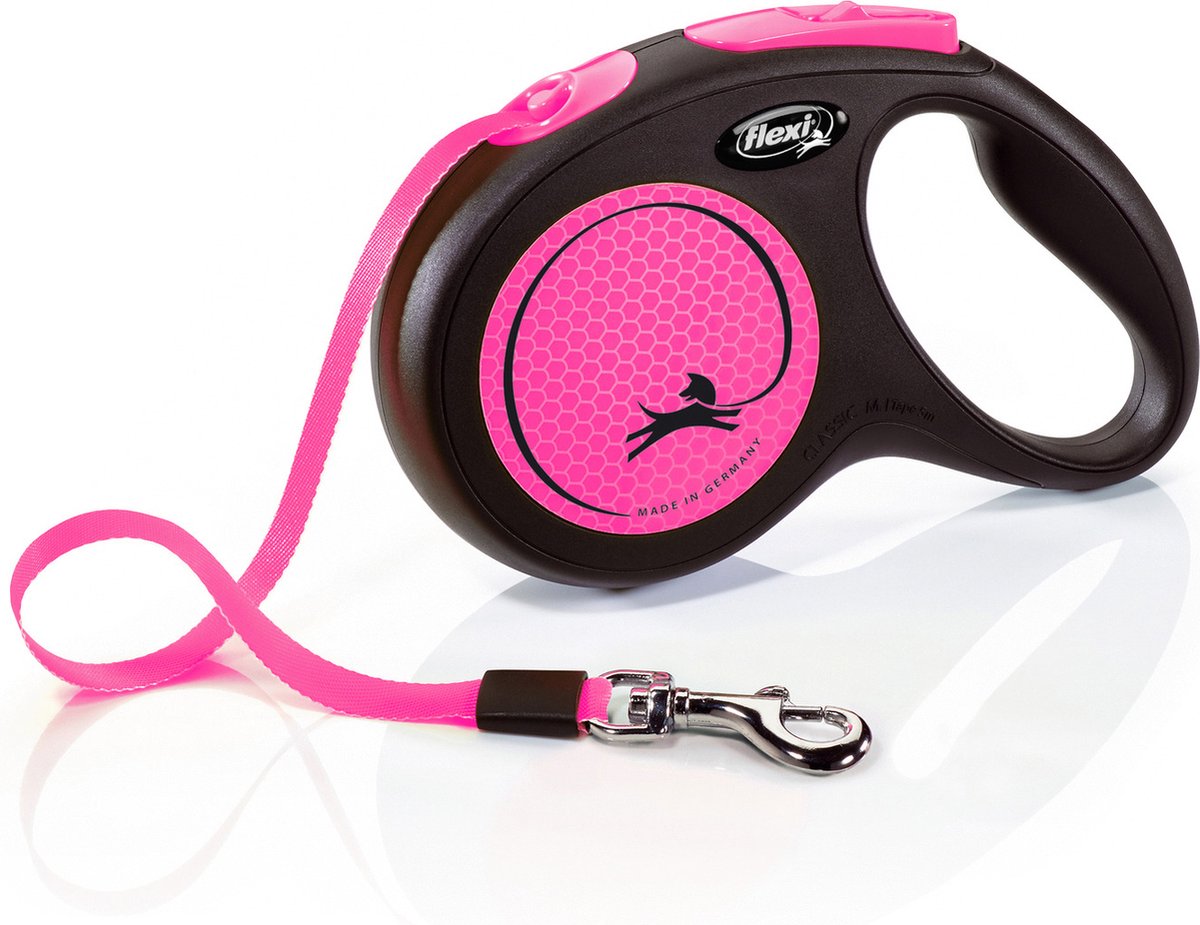 Flexi einziehbare Linie neues klassisches Neonband schwarz rosa