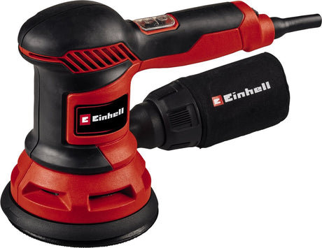 Einhell Elektro-Exzenterschleifer TC-RS 425 E – 425 W – Schleiffläche: ø 125 mm – elektronische Drehzahlregelung – inkl. 3x Schleifblätter