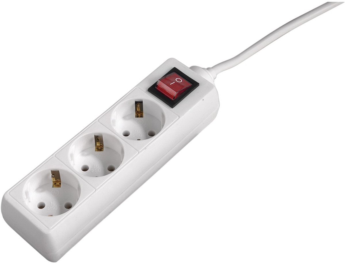 Hama Steckdosenleiste mit Schalter - 3-fach - 3m Kabel - Weiß