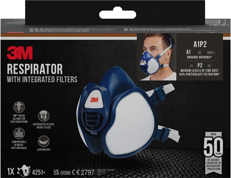 3m mondmasker met geïntegreerde filters, herbruikbaar, biedt a1p2 ademhalingsbescherming