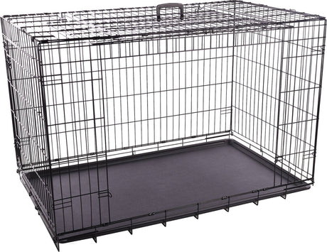 Flamingo hondenbench nyo zwart xxl – 124x77x81,5 cm – opvouwbare draadkooi met 2 deuren lade – hondenbench met handvat