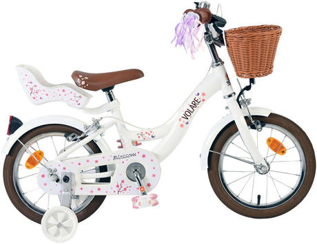 Volare Blossom Kinderfahrrad – Mädchen – 14 Zoll – weiß – zwei Handbremsen