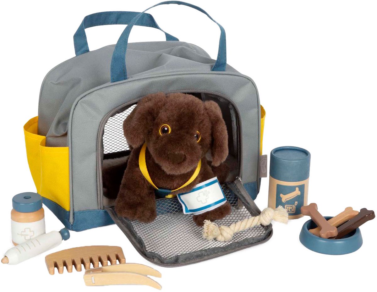 Small Foot - Kuscheltier Hund mit Tragetasche und Pflegeset