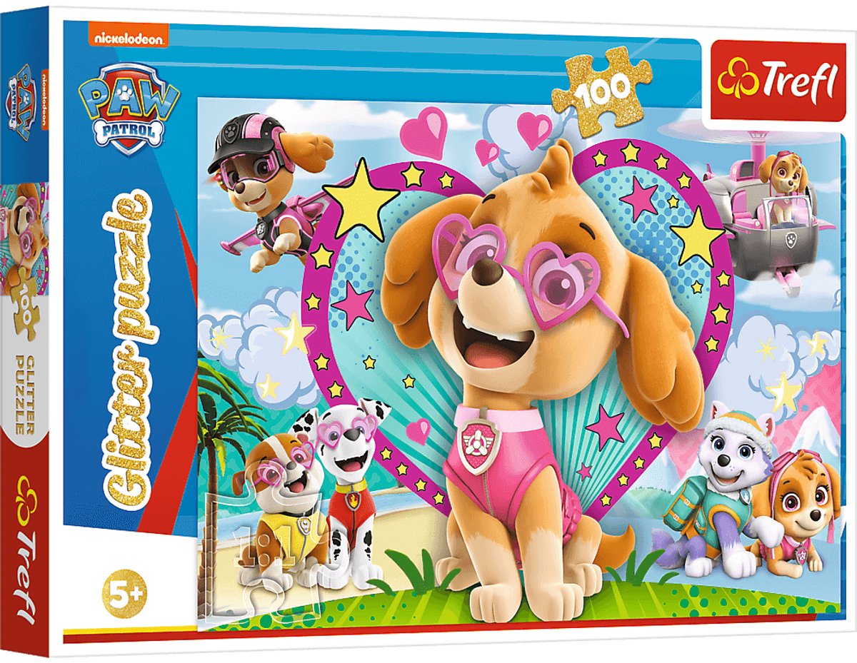 Trefl Paw Patrol Glitzer-Puzzle – 100 Teile – ab 5 Jahren