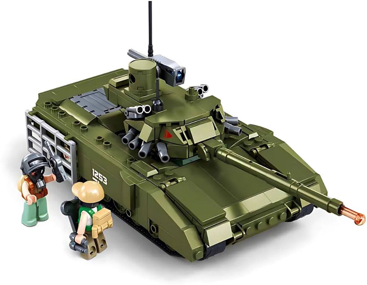 Sluban army armata groene tank bouwspeelgoed kinderen vanaf 6 jaar – constructiespeelgoed modelbouw – bouwdoos met 319 bouwstenen – m38-b1253