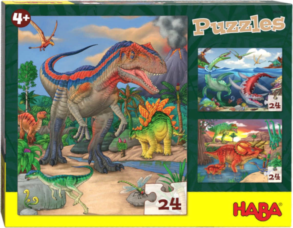 Haba legpuzzel dinosaurussen 3-in-1 jongens 3 x 24 stukjes