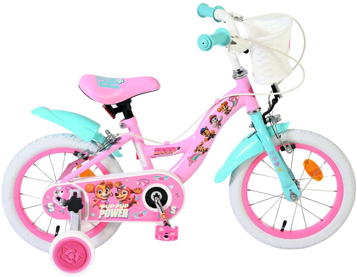 Volare Paw Patrol Kinderfahrrad – Mädchen – 14 Zoll – Pink – zwei Handbremsen
