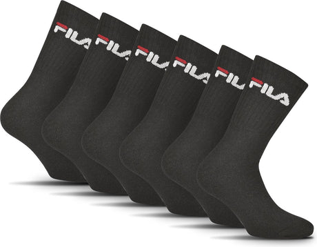 Fila Tennis-Sportsocken – Größe 39 42 – 6er-Pack – Schwarz