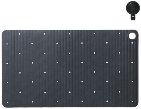 Sealskin ribb - antislip badmat 40x70 cm - antraciet - inclusief zwarte haak