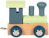 Small Foot - Holzbuchstabenzug Polar - Lokomotive Blau Grün - 12 Stück