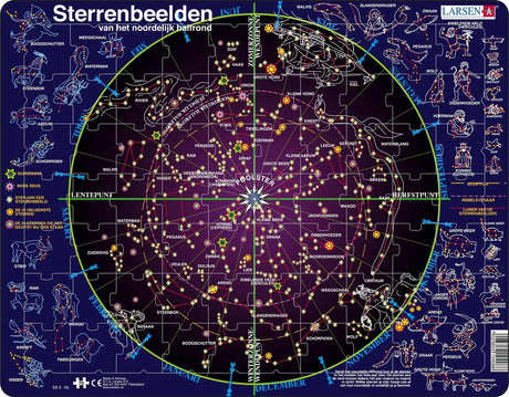 Sternbilder Larsen – Puzzle – Weltraumwissenschaft – Astronomie – Lernpuzzle für Kinder – 70 Teile – hergestellt in Norwegen – extra dicke 2,5 mm Teile – Tablett mit festem Rand
