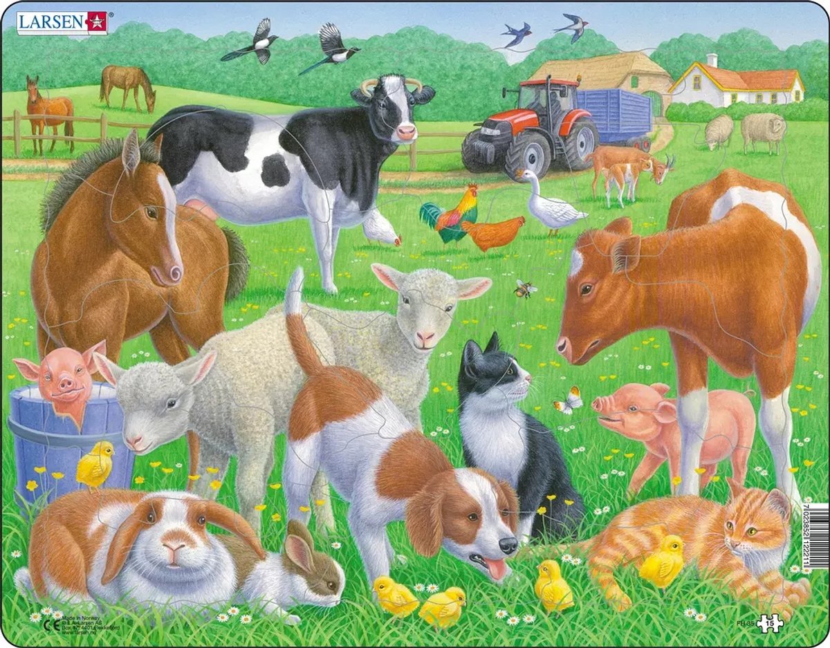 Selecta Larsen Puzzle Tiere – Haustiere und Nutztiere, 15 Teile.