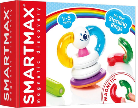 Smartmax Meine ersten Stapelringe – Magnetische Stapelringe – Bauset mit doppelseitiger Wackelbasis – Lernspielzeug für Kleinkinder – ab 1 Jahr