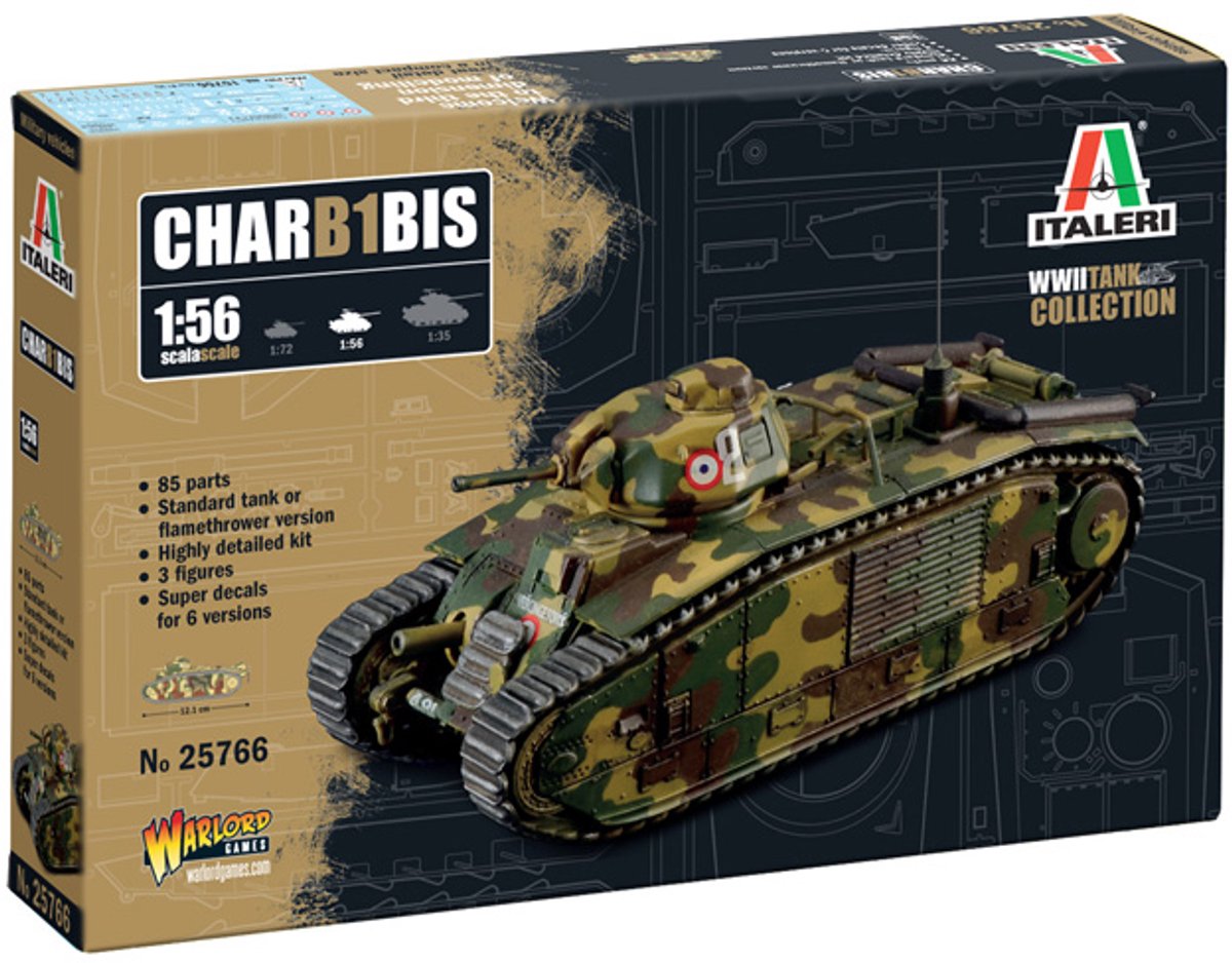 Italeri Modellbausatz Flugzeug – 25766 Char B1 Bis Panzer Wwii Kunststoff – 1:56 – Modellbau