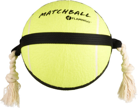 Flamingo-Hundespielzeug – Matchball-Tennisball mit Seil – Hundespielzeug – Hundeseil – Hundeball – Hundeball – 50 cm – Gelb