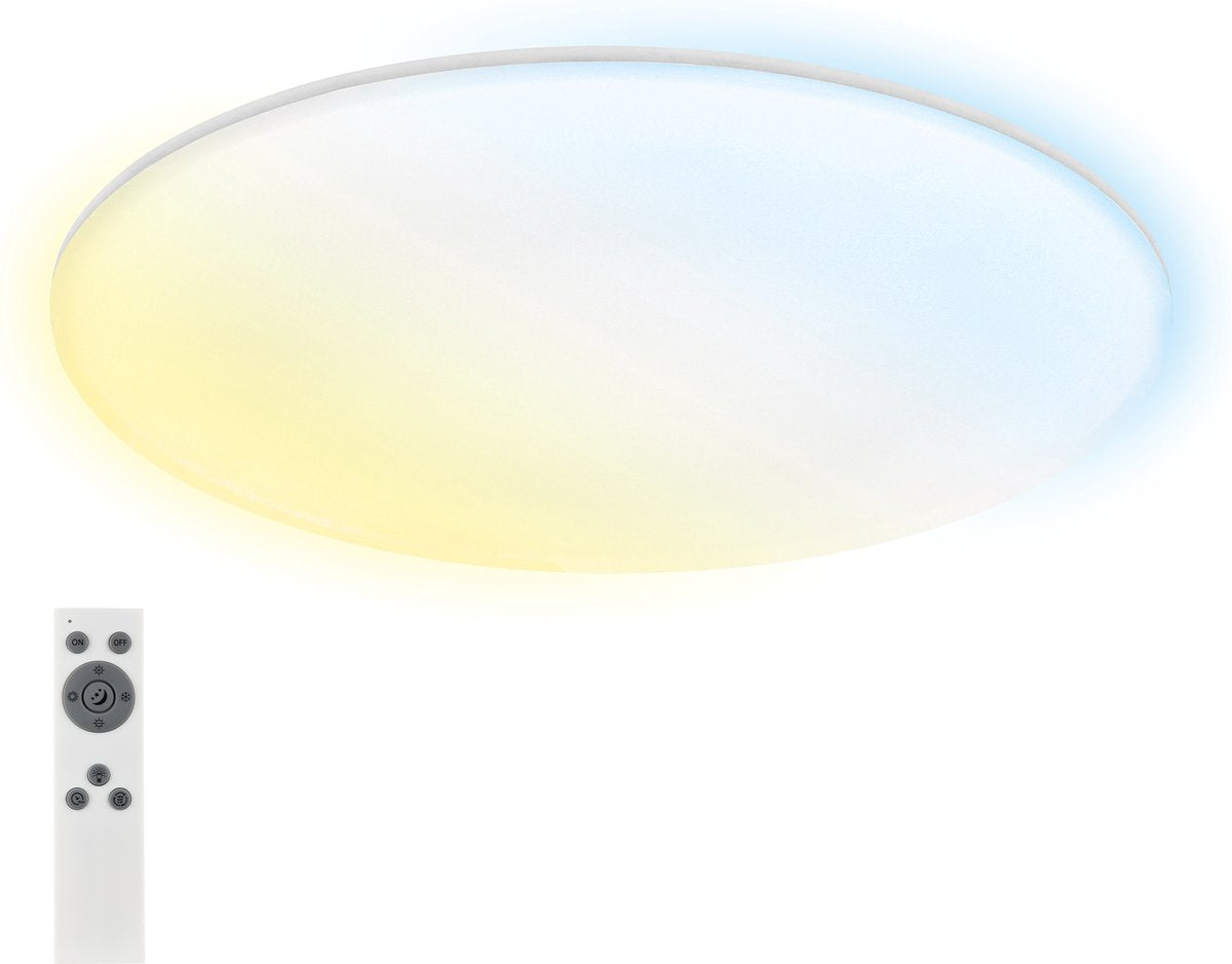 Briloner rowny - LED-Badbeleuchtung - dimmbar - mit Fernbedienung - Deckenleuchte mit CCT-Nachtlichtfunktion - ø45cm - weiß