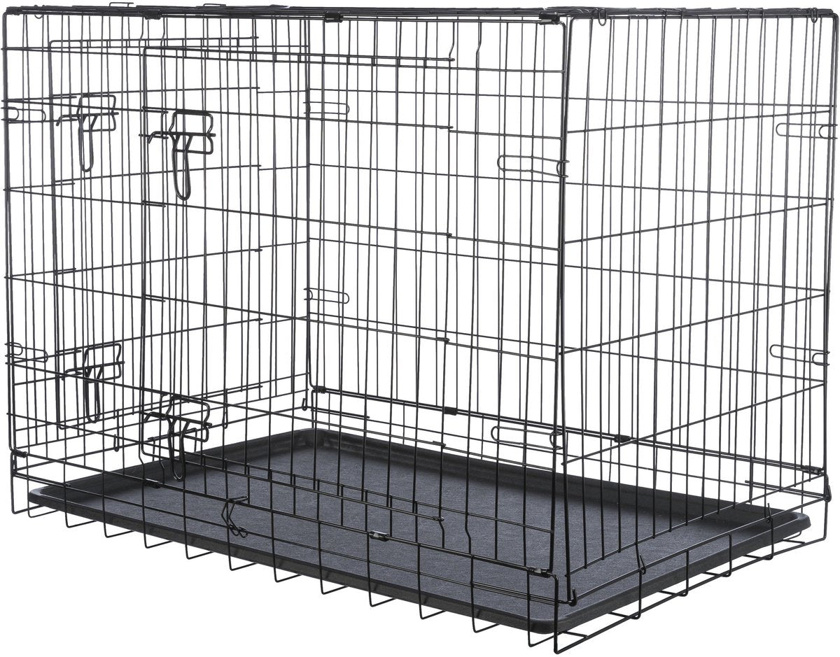 Trixie Hundehütte – faltbar, schwarz – 93 x 62 x 69 cm, mit Sicherheitsschlössern, Kunststoff-Schiebeschublade
