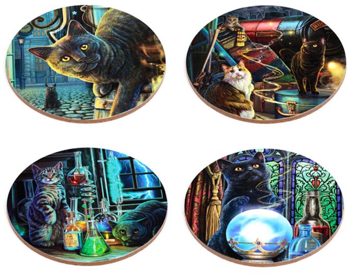 Lisa Parker Magic Cats Set mit 4 Untersetzern (neu 2025)