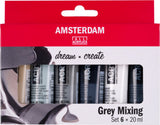 Bruynzeel Amsterdam Standard-Serie Acrylfarbe Grautöne Set 20 ml, 6-tlg.