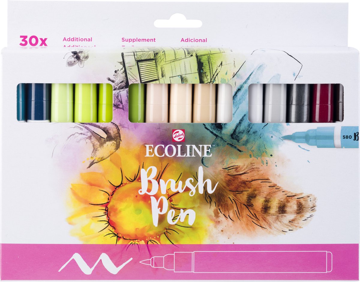 Bruynzeel Ecoline Pinselstift-Set zusätzlich, 30 Farben