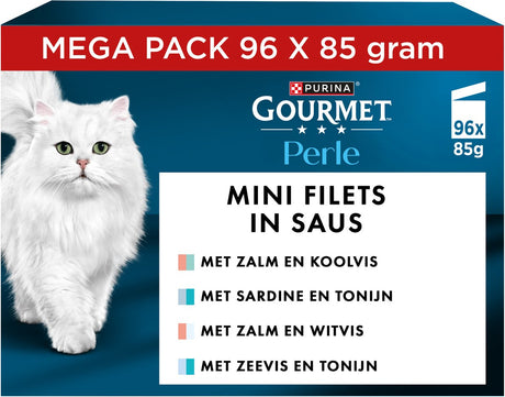Purina®gourmet® Gourmet Perle Duo Minifilets in Soße – Nassfutter für Katzen – Fischauswahl – 96 x 85g