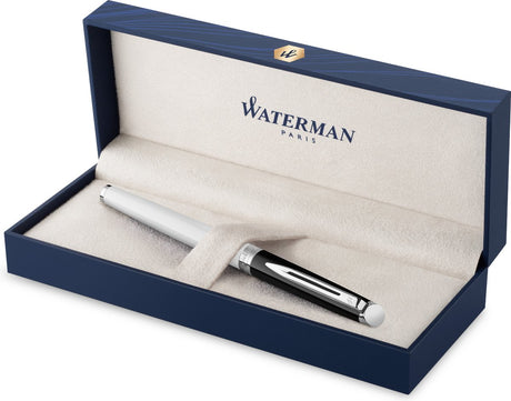 Waterman Hemisphère-Füllfederhalter | schwarze und weiße Farbe mit palladiumbeschichteten Oberflächen | feine Edelstahlfeder | mit Geschenkbox