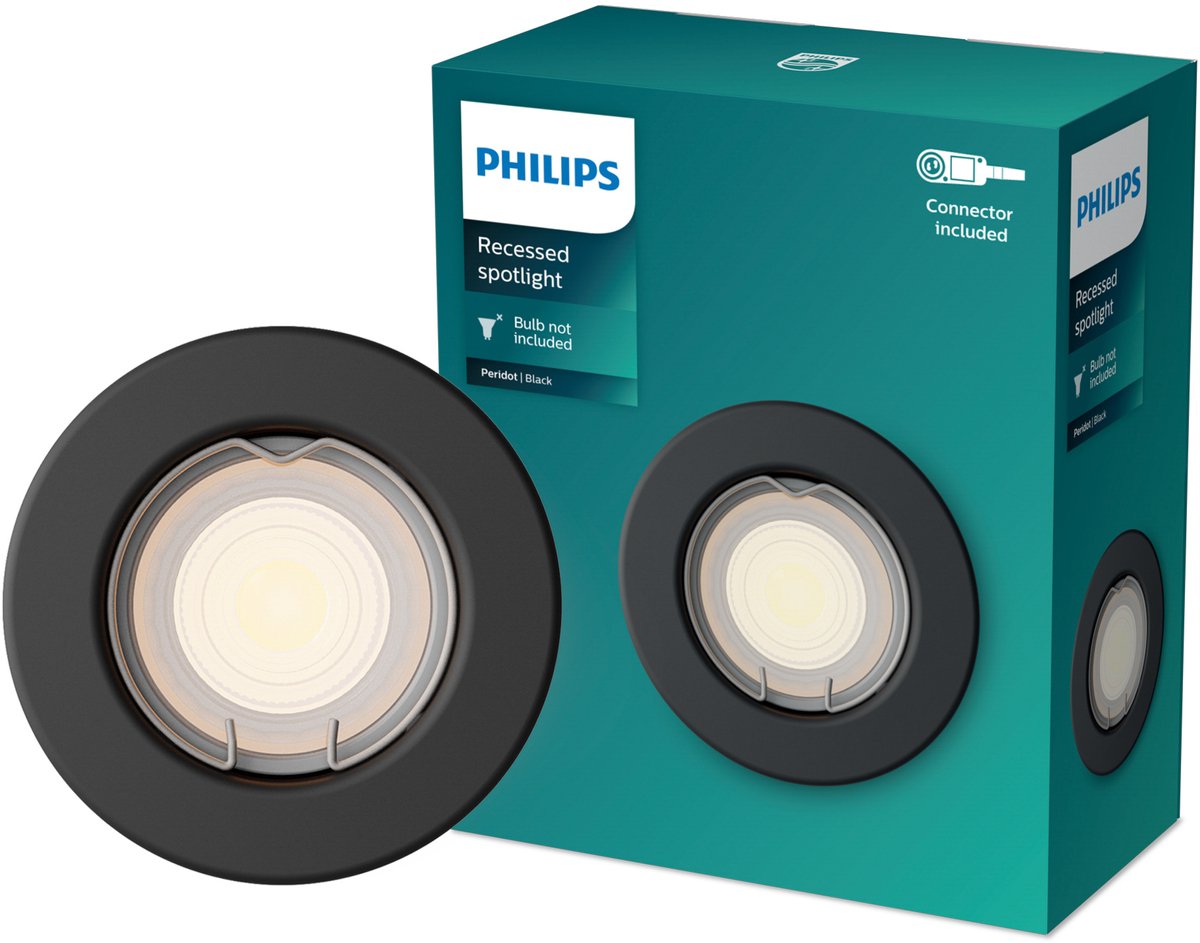 Philips led philips peridot inbouwspot - gu10 fitting - zwart - rond - vaste kop
