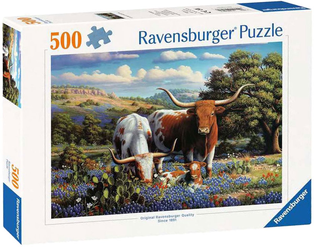 Ravensburger Puzzle liebende Longhorns, 500 Teile.